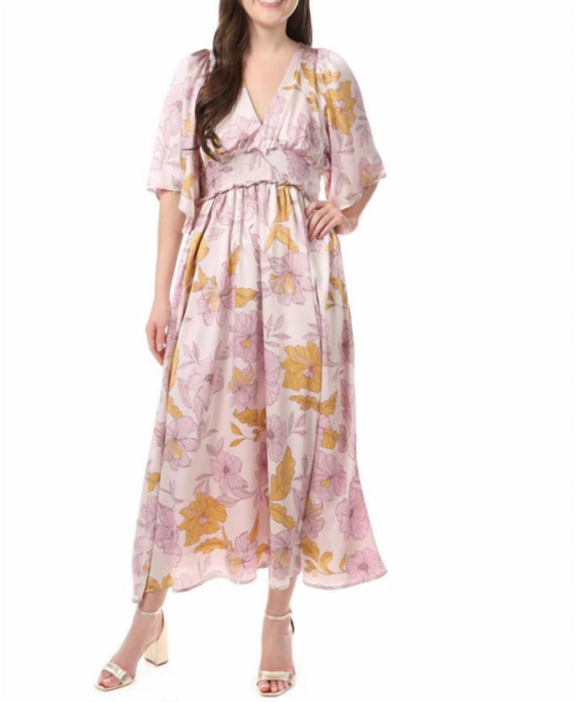NEW EN SAISON jeune floral midi dress in purple multi